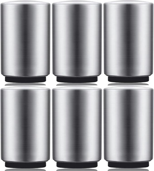 6 Pack Premium Beer Bottle Opener (Silver), Automatic Bottle Openers, Stainless Steel Push Down Beer Opener, No Damage to Bottle Cap, Portable Pop the Top Bottle Opener for Home Bars Camping Party
