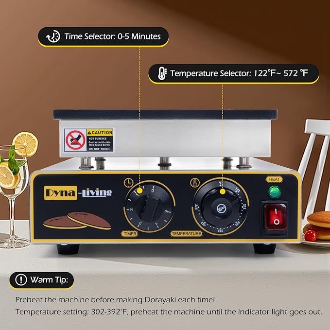 Dyna-Living Mini Pancake Maker 25PCS Commercial Dutch Pancake Maker 950W Small Pancakes Machine Electric Dutch Pancakes Maker, Non-stick Coating, Dorayaki Maker for Home