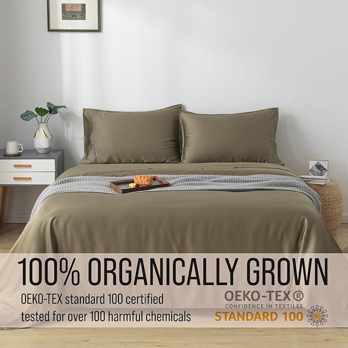 Bella Coterie Luxury Bamboo Viscose Cal King Size Sheet Set | 100% Organically Grown | Ultra Soft | Cooling for Hot Sleepers | 18" Deep Pocket [Olive]