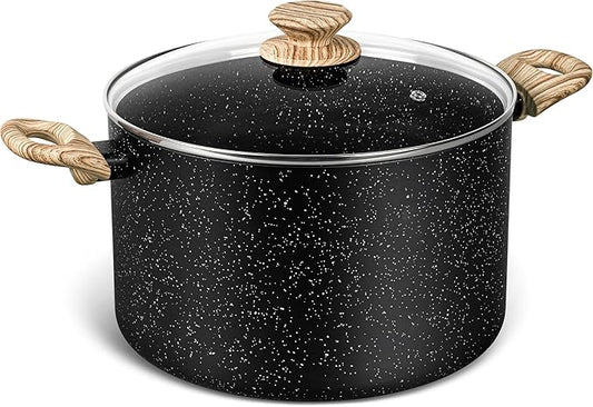 MICHELANGELO 8 Quart Stock Pot with Lid, Nonstick Cooking Pots, 8 Qt Soup Pot with Lid, Large Induction Pots for Cooking, Stockpot with Healthy Coating