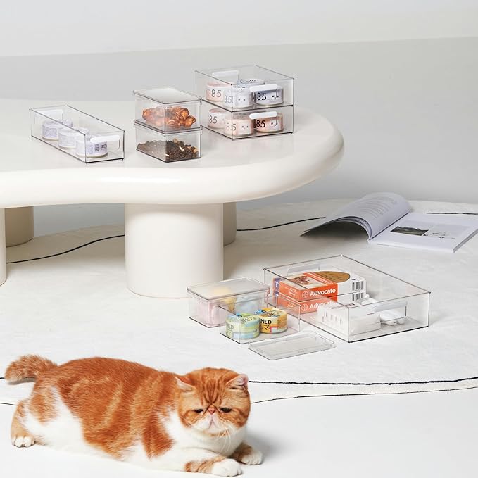 vacane Clear Refrigerator Organizer Bins Plastic Food Storage Fridge Organizer Pantry Organization Container for Pantry,Bathroom,Kitchen