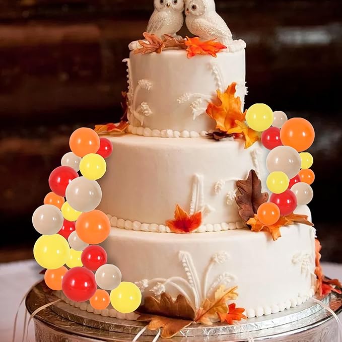 BEISHIDA 40 Pcs Mini Balls Cake Toppers - DIY Cake Decorations for Girls, Baking, Thanksgiving, Birthday, Baby Shower (Red, Orange, Yellow)