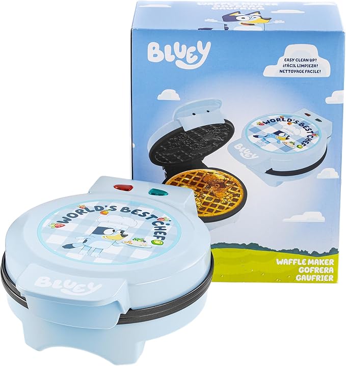Uncanny Brands Bluey Waffle Maker – Non-Stick Round Waffle Iron – Easy to Use and Clean