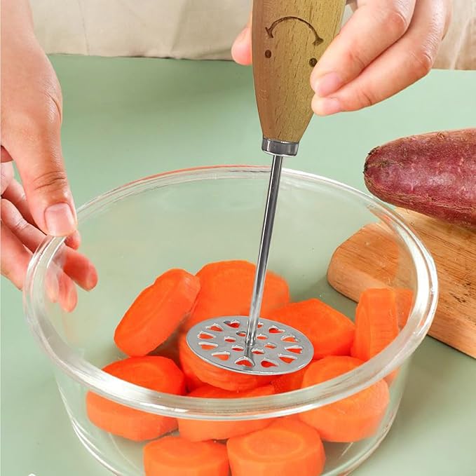 Potato Masher, Stainless Steel Potato Masher,Large Heavy Duty Metal Mashing Utensil,Integrated Kitchen Tool,2 Pieces,5.5 Inch