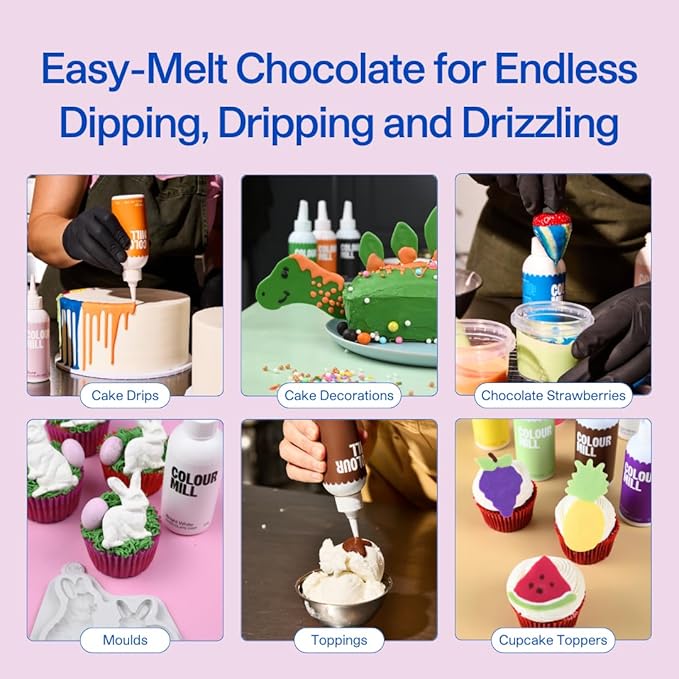 Colour Mill Chocolate Drip Easy-Melt Drizzle for Desserts, 125 Grams Chocolate
