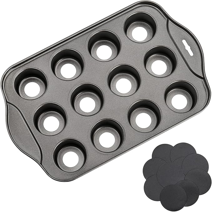 Tosnail 12 Cavity Mini Cheesecake Pan with 24 Pieces Removable Bottom