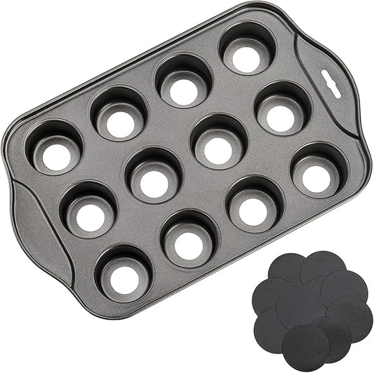 Tosnail 12 Cavity Mini Cheesecake Pan with 24 Pieces Removable Bottom