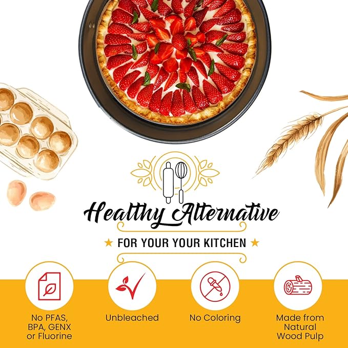 6 Inch Rounds Pack of 220 Parchment Paper Baking Sheets by Baker’s Signature | Precut Silicone Coated & Unbleached – Will Not Curl or Burn – Non-Toxic & Comes in Convenient Packaging