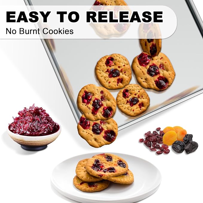 24 Inch Baking Sheet Pans with Rack Set, Natural Aluminum Cookie Sheet, Extra Large Commercial Quality Baking Sheet Pan Set, Warp Resistant Nonstick Thick Cookie Tray Pans for Baking, Roasting