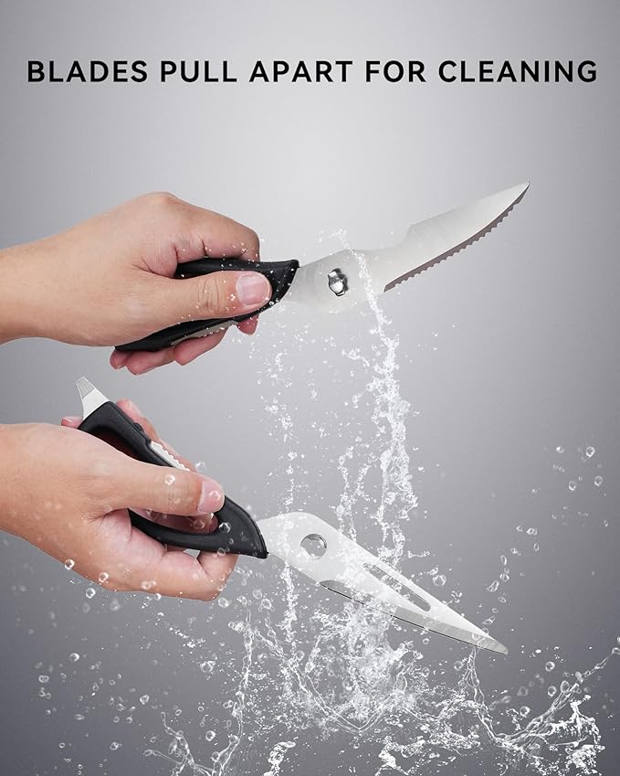 Kitchen Scissors for Food, HUNTER.DUAL Heavy Duty Come Apart Poultry Shears for Cooking, All Purpose for Cutting Chicken, Meat, Fish & Vegetables (Black, 8.97 Inch)