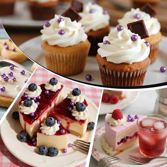 Purple Pearl Sprinkles for Cake Decorating, Edible Pearl Candy, 150g/5.29oz Mix Size, Baking Cake Decoration, Cupcake, Cookie, Holiday, Valentine's Day, Wedding Party, Christmas Supplies