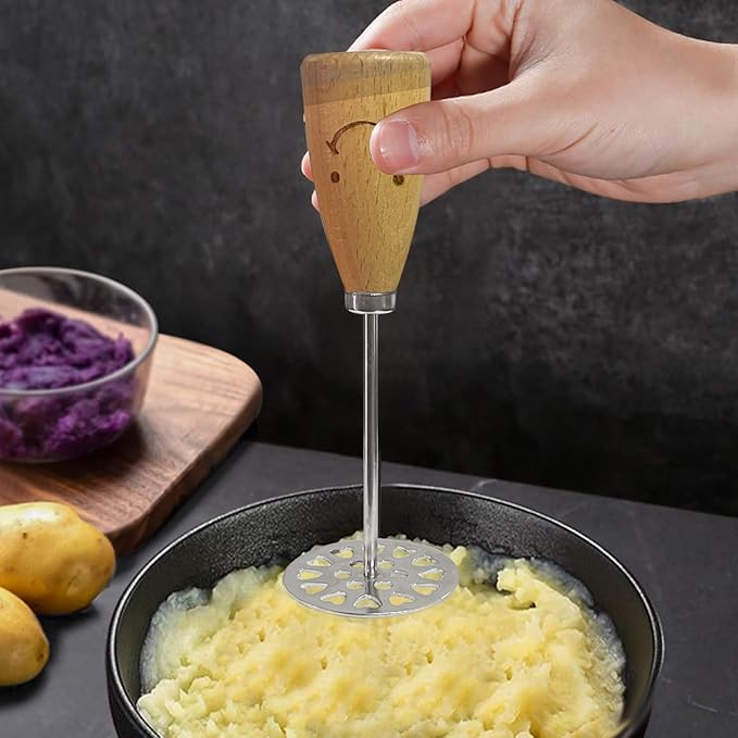 Potato Masher, Stainless Steel Potato Masher,Large Heavy Duty Metal Mashing Utensil,Integrated Kitchen Tool,2 Pieces,5.5 Inch