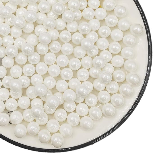 Edible White Pearl Sugar Sprinkles 4.23 oz, 10mm Candy Pearls Ideal for Baking, Cake and Cupcake Toppers, Cookie Decoration, Ice Cream Topping, Wedding Shower Valentines Halloween Christmas