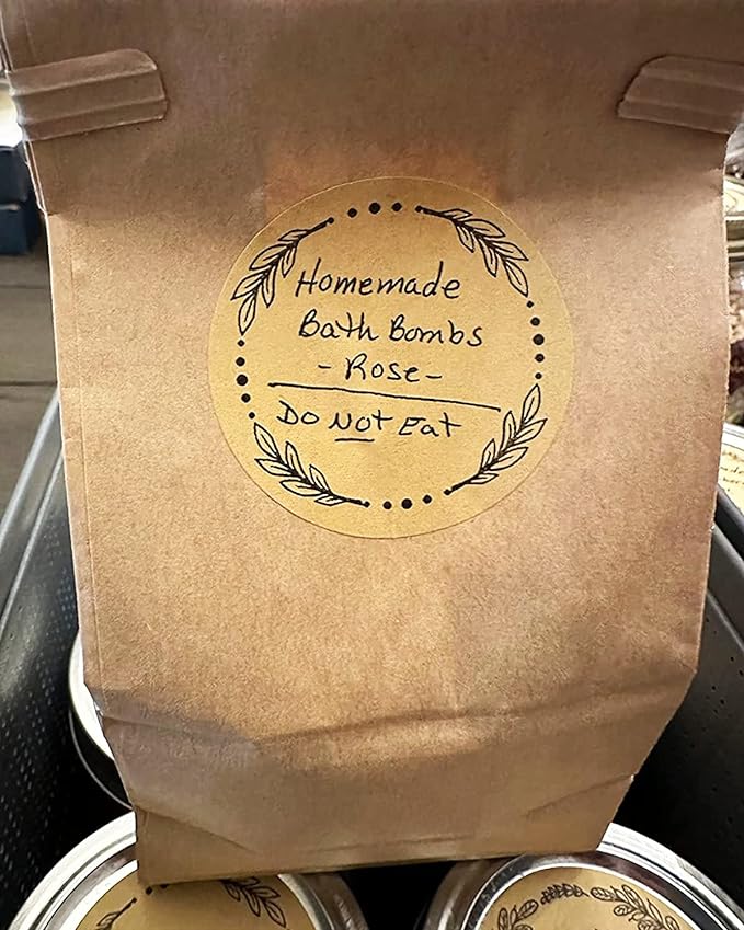 500pcs 2" Label Stickers for Jars and Lids, 4 Different Wreath Designs, Kraft Sticker Labels for Pantry, Mason Jars, Canning, Bottles