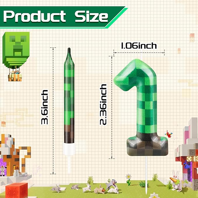 13 Pcs Dynamite Candles 12 TNT Themed Birthday Cake Candles and Number 1 Candle Cake Topper for Pixel Theme Birthday Party Anniversary Party Dynamite Theme Party Video Game Party Supplies (Number 1)