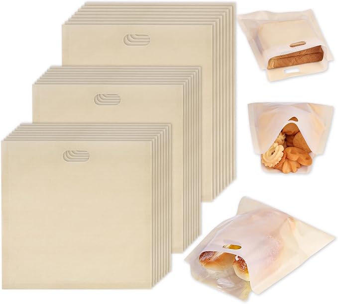 VGOODALL 24 Pack Reusable Toaster Bags, 3 Sizes Grilled Cheese Bags Non Stick Heat Resistant Easy to Clean for Toast Panini Cheese Sandwiches