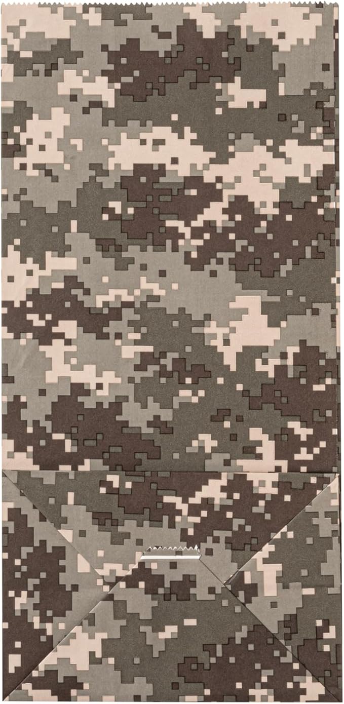 Restaurantware Bag Tek 8 LB Disposable Lunch Bags 100 Sturdy Take Out Bags - Flat Bottom Great For Restaurants Cafes And Bakeries Camouflage Paper Popcorn Bags Versatile For Grocery And More