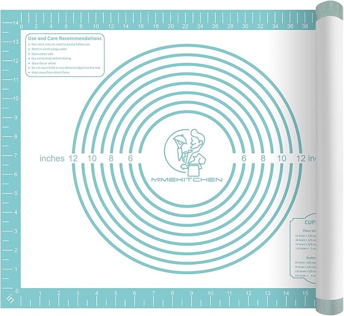 Non-Stick Silicone Baking Mat for Pastry, Dough Rolling, Cookie, Bread, Pie Crust - Nonslip Fondant Counter Mat, Oven Liner for Making Cookies, Macarons, Bread - Baking Essential Tools