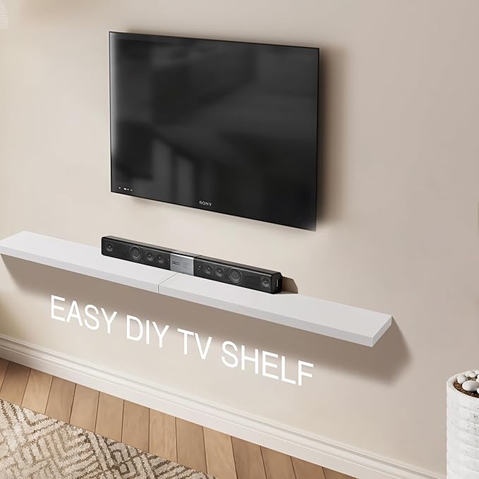 Colima Floating Shelves for Wall White Wood Shelf for Bedroom, 36 Inch Wall Mounted Floating Shelves for Bathroom Living Room Kitchen Office, 1.3" Thick Floating Book Shelves for Wall, Set of 2