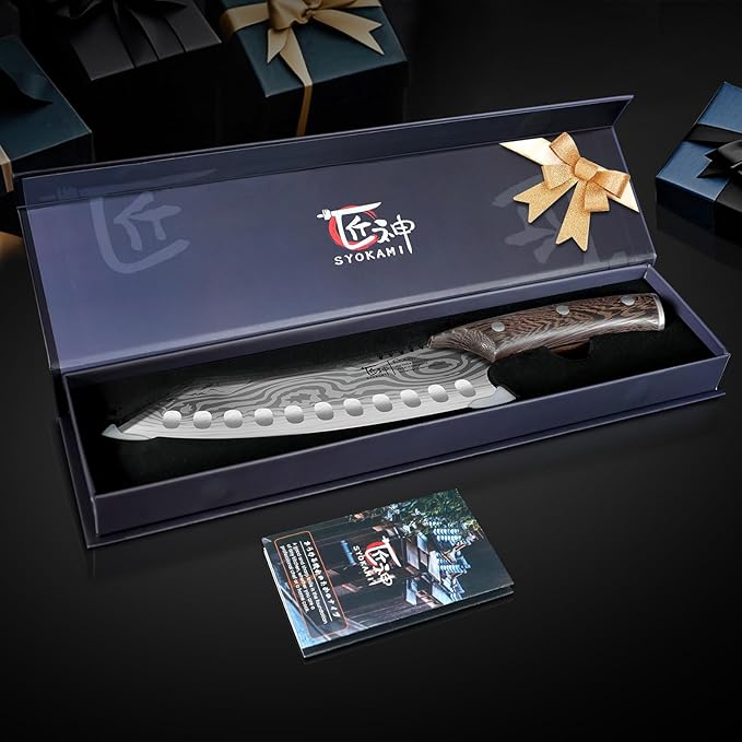 Kiritsuke knife, 8.2 Inch Chef Knife, Japanese Style High Carbon Steel, Razor Sharp for Precision Cutting, Damascus Pattern, Ergonomic Full Tang Wood Handle, Birthday Wedding Cooking Gifts