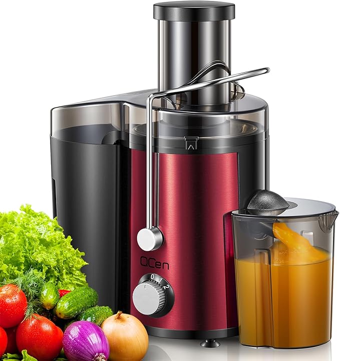 Juicer Machine, 800W Centrifugal Juicer Extractor with Wide Mouth 3” Feed Chute for Fruit Vegetable, Easy to Clean, Stainless Steel, BPA-free (Metallic Red)