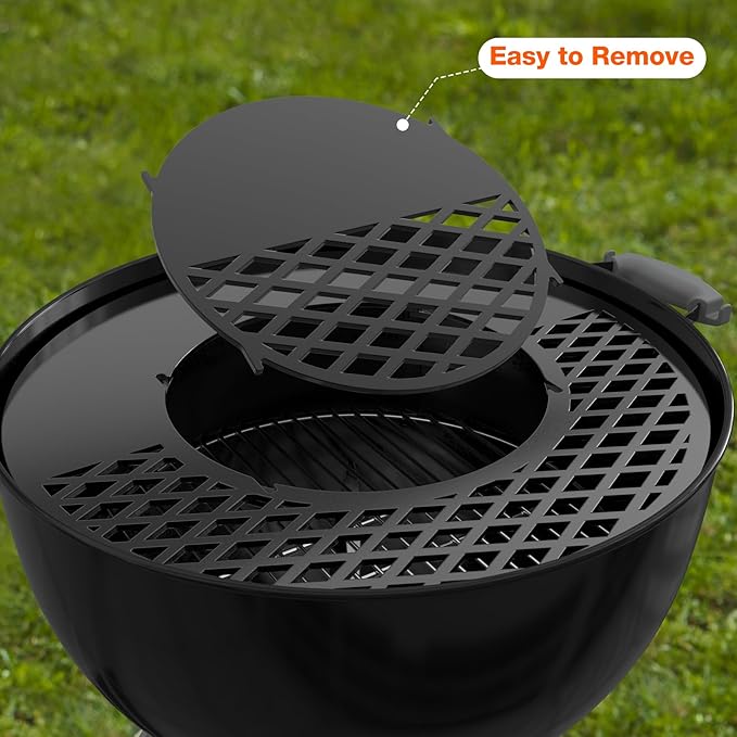 onlyfire BBQ Griddle and Grate Combo Kit for Weber 22 inch Kettle Charcoal Grills