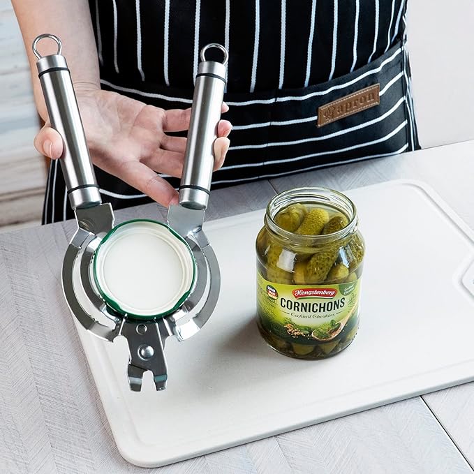 Jar Opener, Multifunctional Jar Opener for Weak Hands, Stainless Steel Jar Lid Opener, Beer Bottle Opener for Seniors with Arthritis