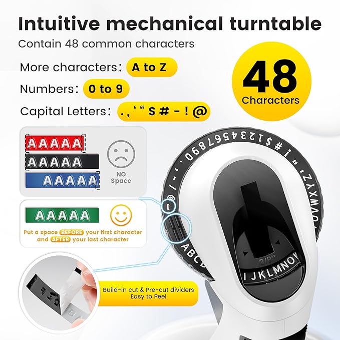 Zodzi Embossing Label Maker, Vintage Embossed Label Makers, Manual Retro Label Maker Machine for Home Kitchen Office Kids School Items, Old School Embosser with 3 Rolls 9mm 3D Labeler Waterproof Tapes