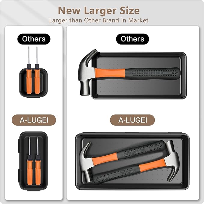 A-LUGEI【𝟱𝟴𝗣𝗰𝘀】【5 Size】 Tool Box Organizer Tray Divider Set, 【Black】 Desk Drawer Organizer, Garage Organization and Storage Toolbox Accessories Rolling Tool Chest Cart Cabinet WorkBench Small Part