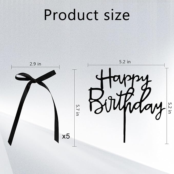 Black Bow Cake Topper Bowknot Ribbons Cupcake Toppers Bow Tie Cake Decorations Black Coquette Bows Cupcake Dessert Picks Happy Birthday Pick for Girl Birthday Princess Wedding Party Supplies 7Pcs