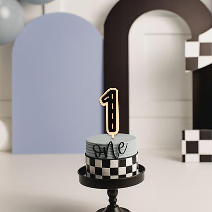 Race Car Cake Topper - Racing Theme Wooden Cake Topper, Fast One Birthday Decoration for First Birthday Party, Anniversary, Smash Cake, Baby Photo Booth Props...