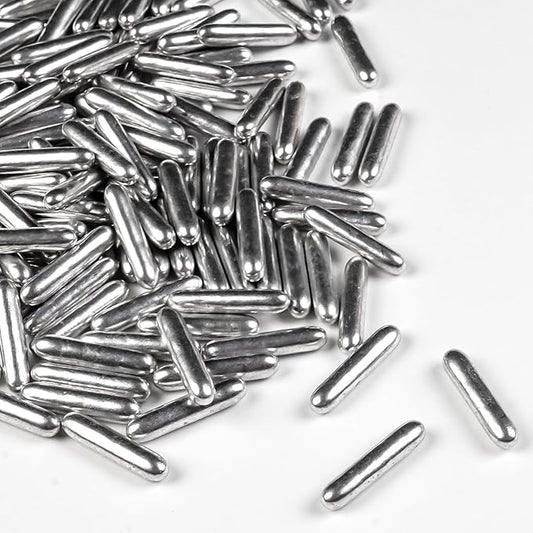 Silver Rods Sprinkles, Sugar Sprinkles For Cake Decorating, 150g/5.29oz, Food Grade, Ice Cream Decoration, Cupcake Toppers, Donuts, Cookies, Holiday, Birthday Party, Christmas Supplies