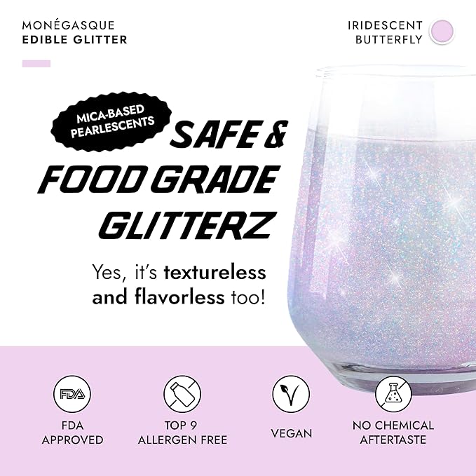 MONÉGASQUE Iridescent Edible Glitter for Drinks 10g – Halloween Edible Glitter for Cakes & Cocktails - Cocktail & Drink Shimmer Powder - Food Decorating Sprinkles, Cupcakes, & Cake Decorations Spray