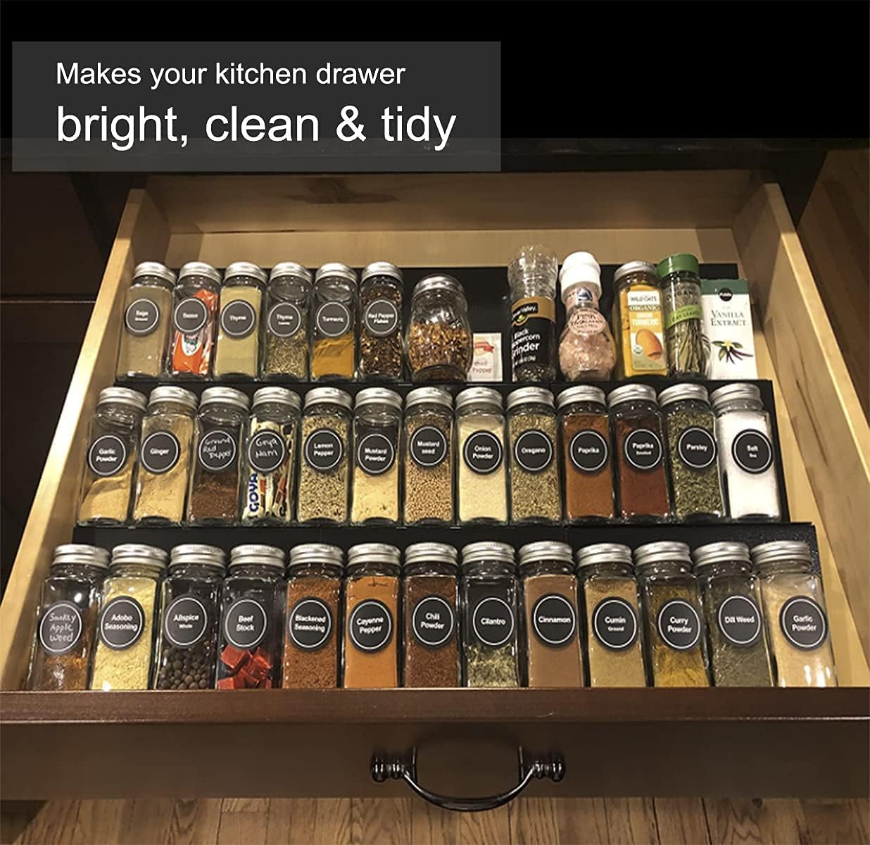 Artibear Expandable Spice Rack Drawer Organizer for 8" to 24" Kitchen Cabinets Drawer Tray, Set of 9