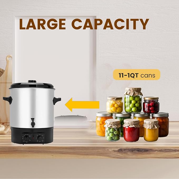 24.5QT Electric Water Bath Canner, Electric Canner with Adjustable Temperature & Time, Water Bath Canning for Heating Cans And Slow Cookers