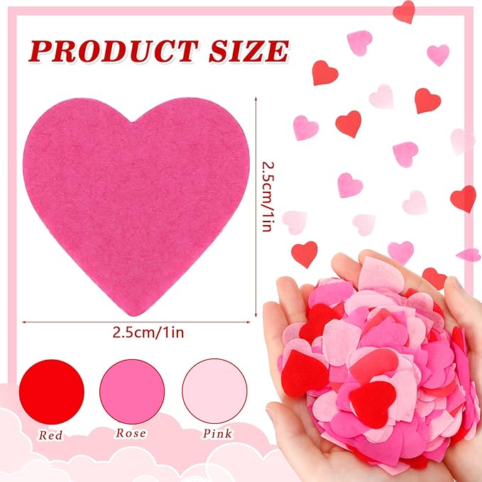 MARFOREVER Valentine's Day Heart Paper Confetti, Red Heart Tissue Decorations Valentine Party Scatter Table Confetti Sprinkles Hearts for Balloons Wedding Birthday Festival Supplies