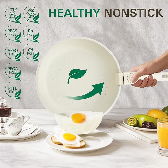 UCClife 17-Piece Nonstick Cookware Set, Family Kitchen Pots & Pans with Removable Handles, Oven & Dishwasher Safe, PFAS-Free for Everyday Cooking