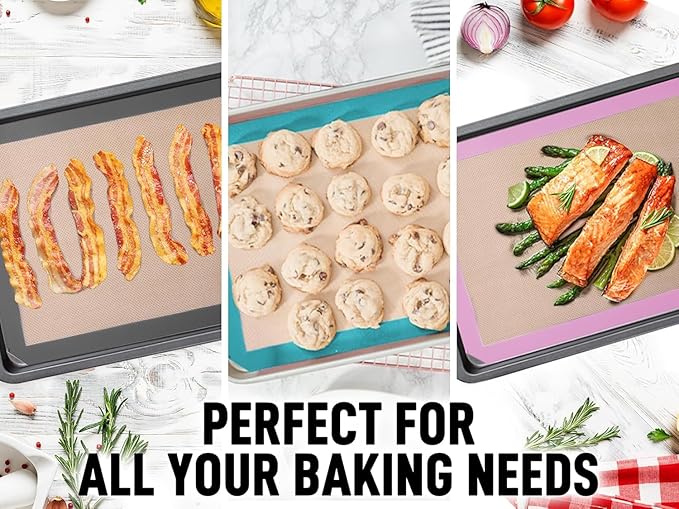 Zulay Kitchen 2-Pack Silicone Baking Mat - 16.5"x11.6" Reusable Nonstick Baking Sheet - Black