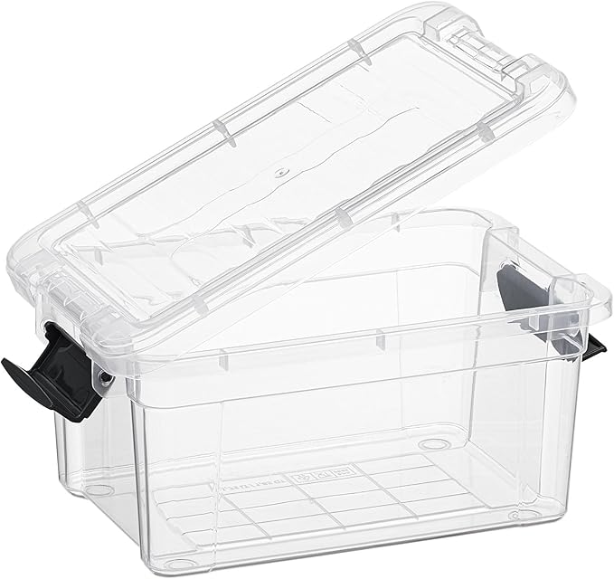Superio Clear Storage Bins with Lids, Stackable Storage Box with Latches and Handles, Extra Small, 2 Pack 1.75 Quart