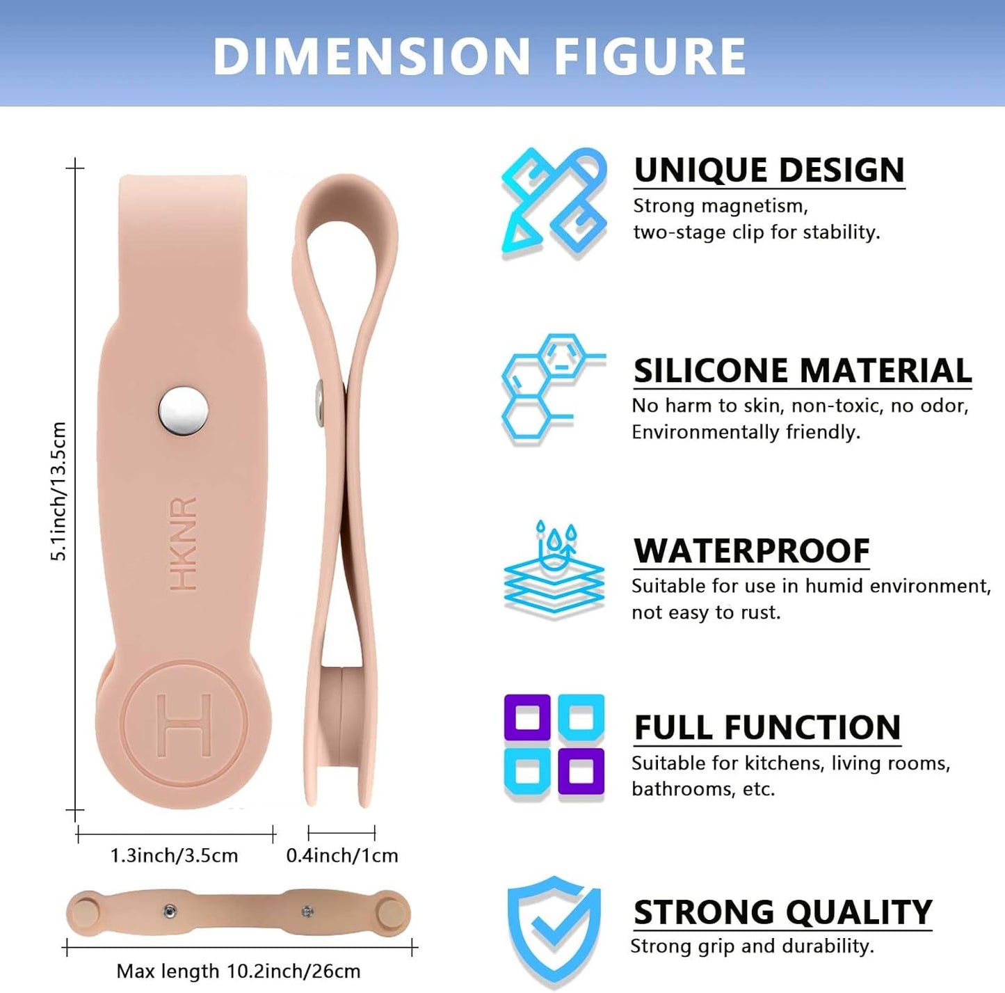 2 Pcs Strong Magnetic Towel Clips for Kitchen, Waterproof Silicone Towel Holder, Multi-Purpose Towel Holder for Bathroom, Kitchen, Outdoor Use (2 Pcs Khaki)