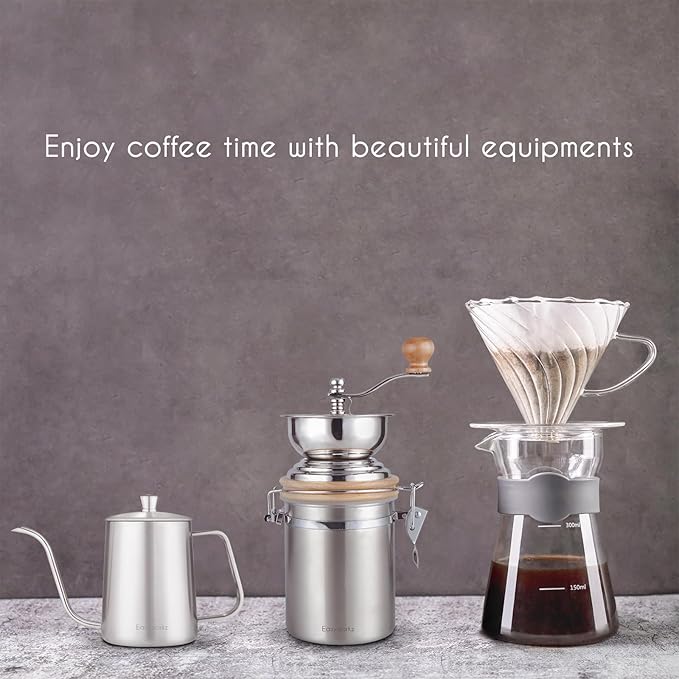 Easyworkz Manual Coffee Grinder - Adjustable Settings, Airtight Canister - Coffee Bean Mill Tool for Kitchen, Hand Crank Coffee Grinder