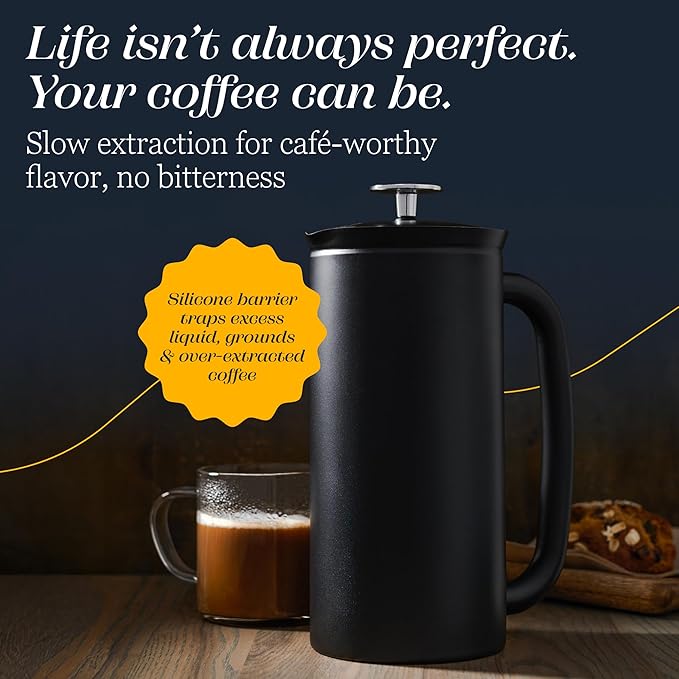 ESPRO P7 French Press Coffee Maker - Double-Walled Stainless Steel Insulated with Micro-Filter, 18 Ounces, Matte Black