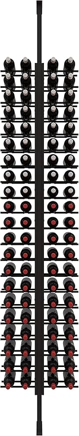 Ultra Wine Racks Floor-to-Ceiling Mount Display (2 Side, Double Deep, Black, Holds 84 Wine Bottles) - Modern Metal Wine Storage for Wine Cellars, Home Bars, Kitchens, & Dining Rooms