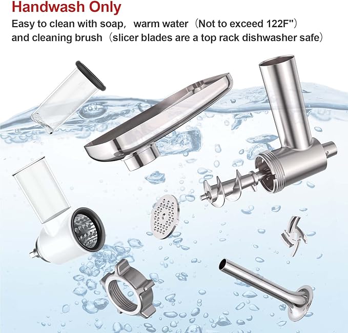 Meat Grinder and Cheese Grater Attachment for KitchenAid Stand Mixer, Slicer Shredder & Meat Grinder with Sausage Stuffer, 2 Pcs for Kitchen Aid Accessories and Attachments