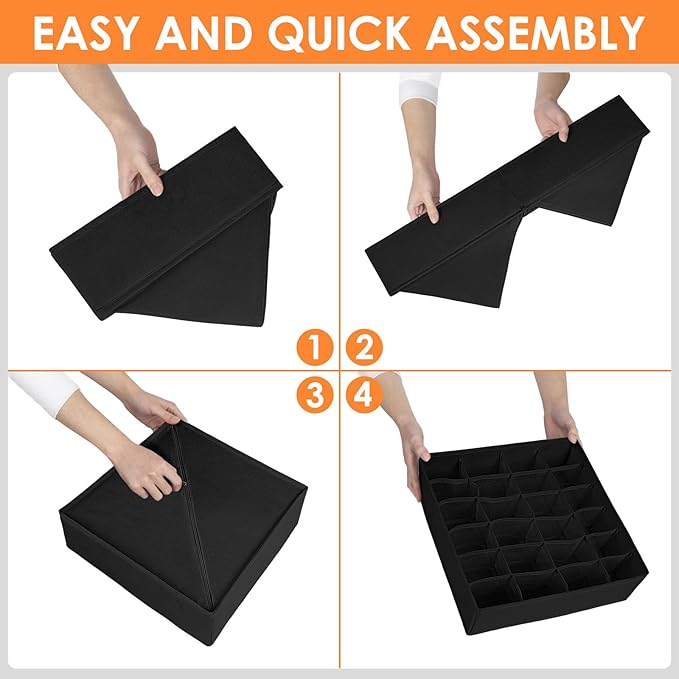 12 Pack Drawer Organizers, 116 Compartments Fabric Foldable Dresser Drawer Organizers for Clothing, Closet Organizers and Storage Bins for Clothes, Christmas Ornament Storage Boxes with Dividers