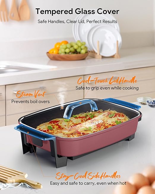 Nuwave Medley XL Digital Electric Skillet, Family Size Griddle w/Glass Lid, 2025 New & Improved Precision Heating, 100°-425°F, PFAS Free G11 Nonstick Ceramic Coating, Portable Hot Plate, 7qt Capacity