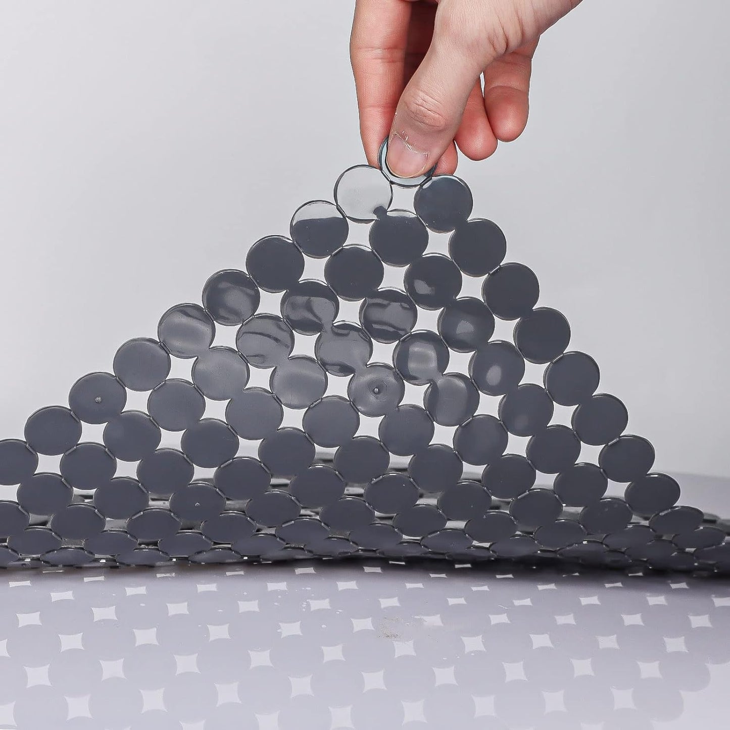 Qulable 2Pack Kitchen Sink Mat for Stainless Steel/Ceramic Sinks, PVC Eco-friendly Protectors for Bottom of Kitchen Sink, Adjustable, Fast Draining, Dots Design, 11.8x15.7 (Solid Gray)