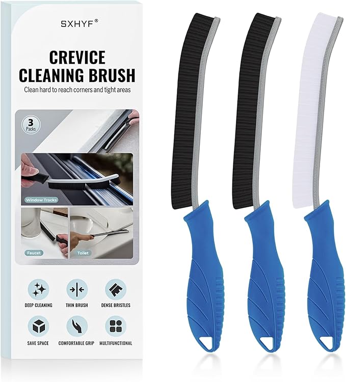 SXhyf Crevice Cleaning Brush - Grout Scrub Brush, House Cleaning Supplies, Gap Cleaning Tools, Home Essentials, Gifts for Women Men, Hard Bristle Crevice Cleaner Brush for Household Use, Bathroom