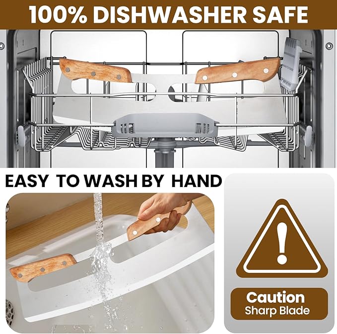 SCHVUBENR 14'' Pizza Cutter Rocker with Wooden Handles - Sharp Stainless Steel Pizza Slicer with Comfort Cover - Large Pizza Knife Cutter Wheel - Easy to Use & Clean - Slice Pizza with Ease