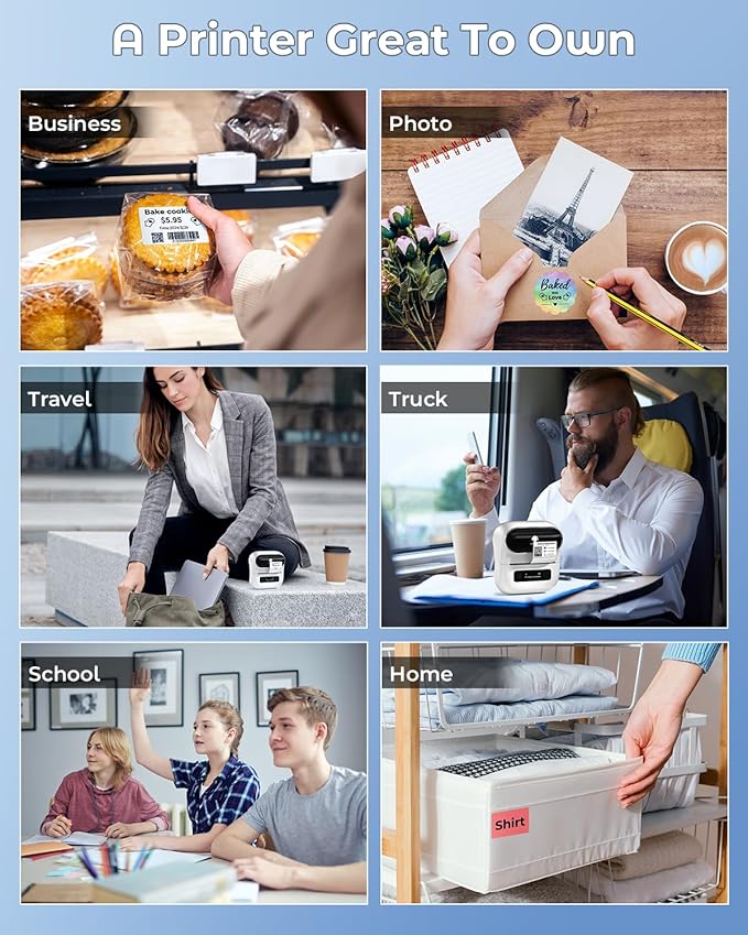 Phomemo Label Maker, M220 Barcode Printer, Bluetooth Thermal Label Printer, with Multiple Templates, Fonts, and Icons for Home, Kitchen, School, Office Organization